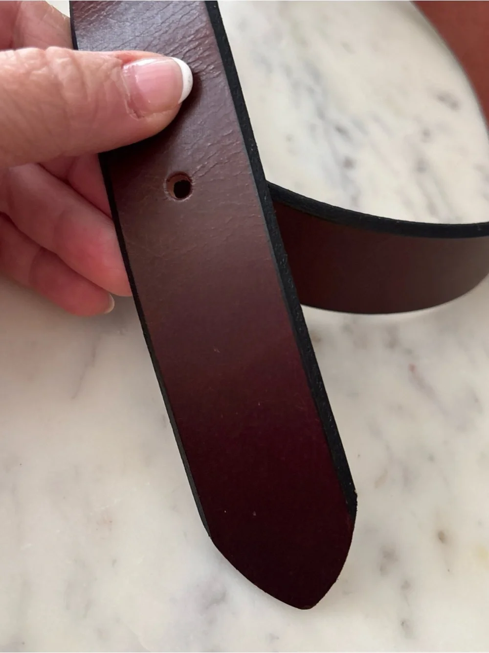 L.L. Bean Two-Tone Brown and Black Leather Belt with Brass Buckle